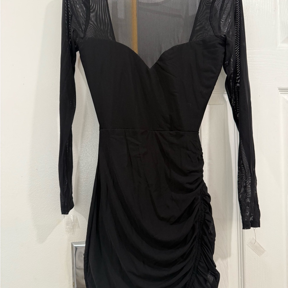 Windsor Black Sheer Sleeve Dress